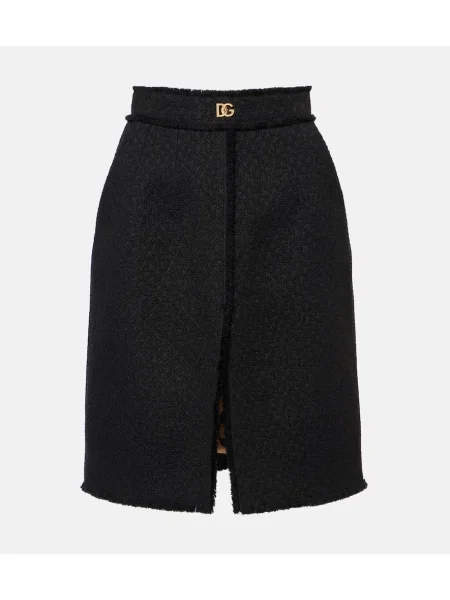 Fustă midi Dolce&gabbana de lână până la genunchi negru