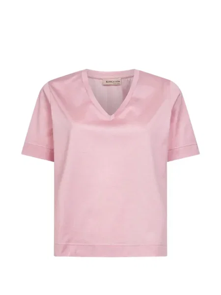 Koszulka Blanca Vita z dekoltem w serek różowa
