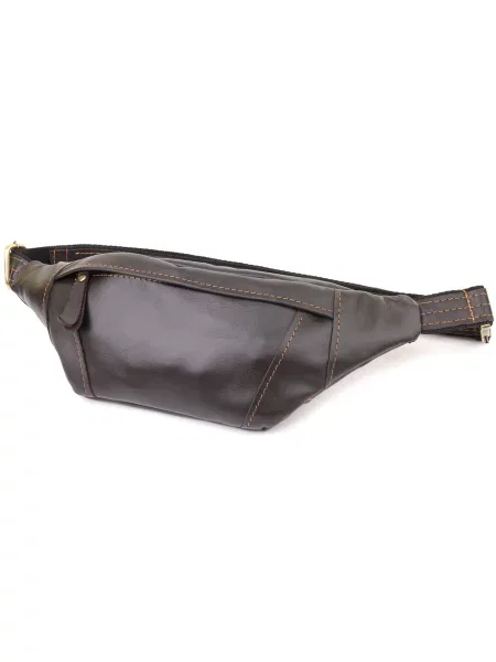 Кожаная поясная сумка Shvigel коричневая