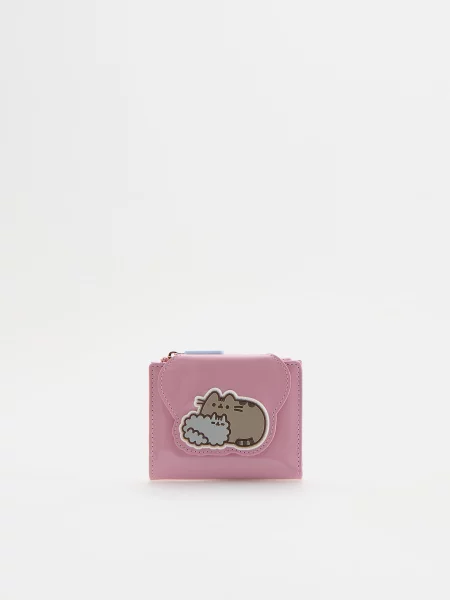 Reserved Pusheen kabelka na mince z umelej kože popolavá ružová