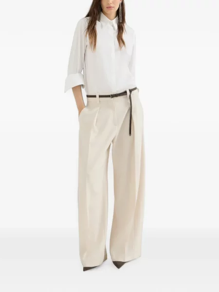 Pantaloni Brunello Cucinelli de lână alb