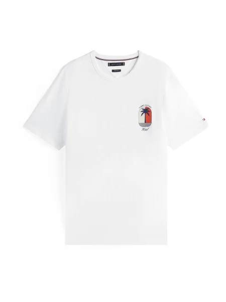 TOMMY HILFIGER Tricou PALM TREE albastru noapte / roșu deschis alb