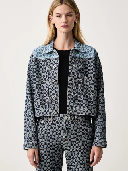 Kenzo jachetă pentru femei din denim albastru