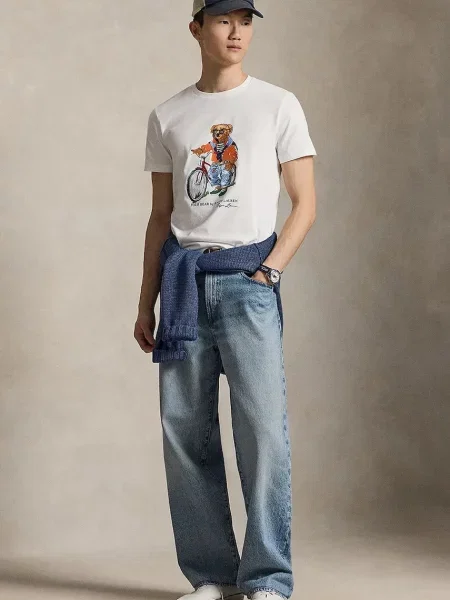 Polo Ralph Lauren Koszulki Mężczyzna S Classic Fit Polo Bear Jersey T-Shirt biały