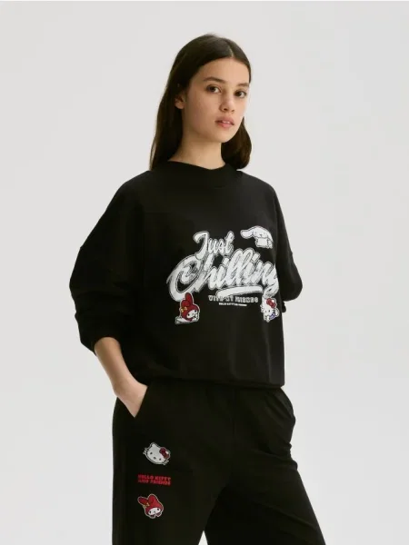 Reserved Hanorac Hello Kitty și prietenii negru