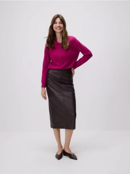 Reserved Вовняний светр з комірцем пурпуровий 