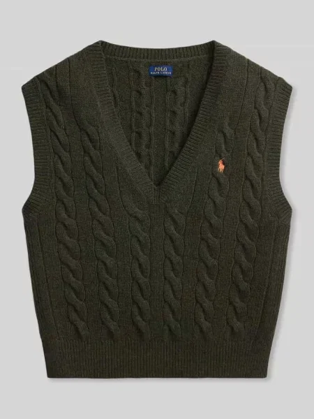 Bezrękawnik o kroju regular fit z mieszanki wełny i kaszmiru Polo Ralph Lauren oliwkowa