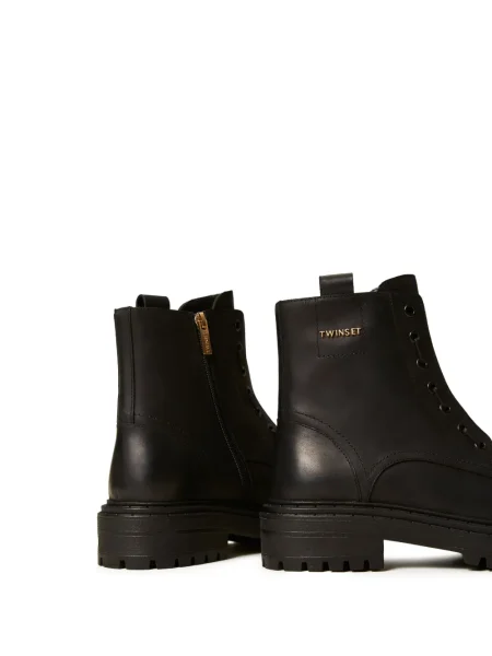 Botine Twinset cu șireturi din dantelă chunky negru