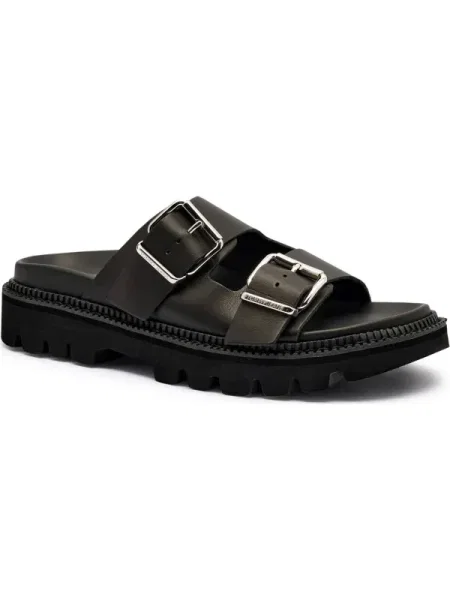 Tommy Jeans Bőr papucs fekete