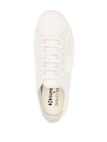 Sneakerși Superga 2730 cu șireturi din dantelă alb
