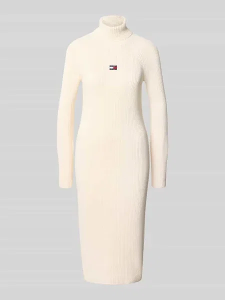 Sukienka wąska z dzianiny z czystej bawełny Tommy Jeans biała