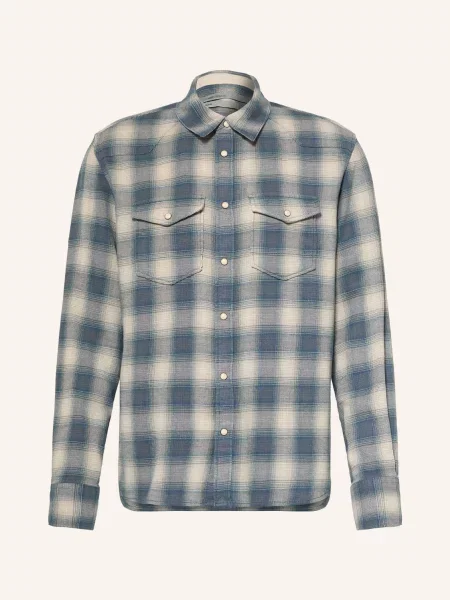 Allsaints Flanelová Košile Brooks Regular Fit černošedá modrá