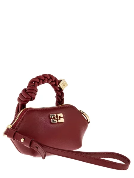 Geanta de piele Ganni din piele roșu