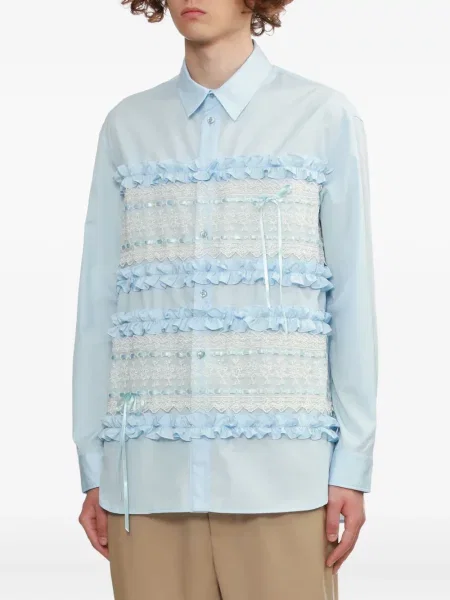 Krajková košile Simone Rocha s volány modrá