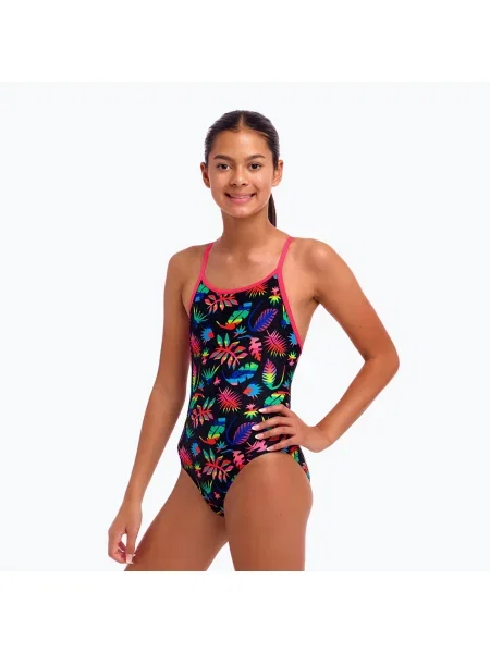 Gyerek egyrészes úszódressz Funkita Diamond Back One Piece lost leaf. Méret: 12 AUS fekete
