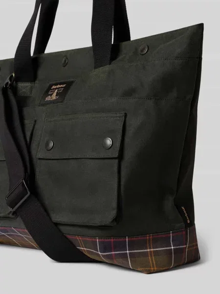 Woskowana torba Barbour z logo zielona