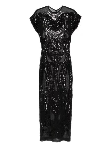 Rochie midi Norma Kamali cu paiete până la genunchi de costum negru