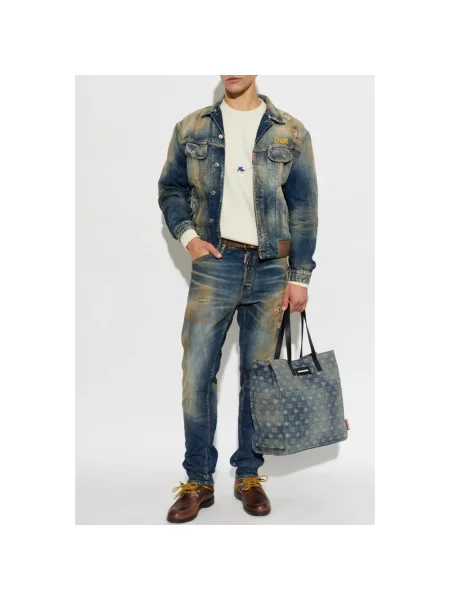 Sweter Dsquared2 wełniany z logo beżowy