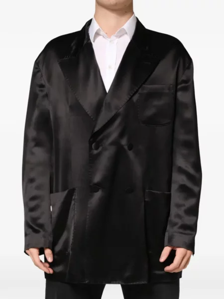 Sacou Dolce & Gabbana de mătase cu două rânduri de nasturi negru