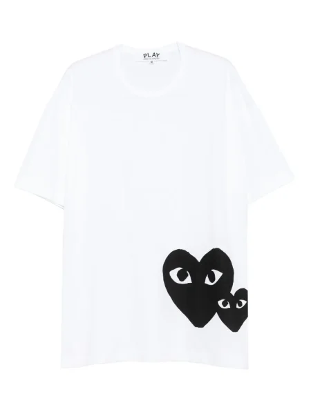 Tricou Comme Des Garcons Play cu motiv cu inimi alb