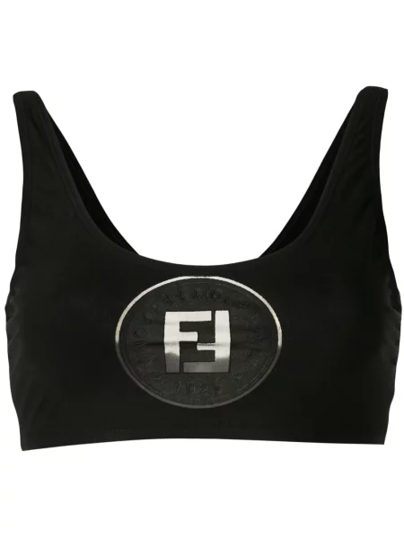 Průsvitný top Fendi Pre-owned s autogramem černý