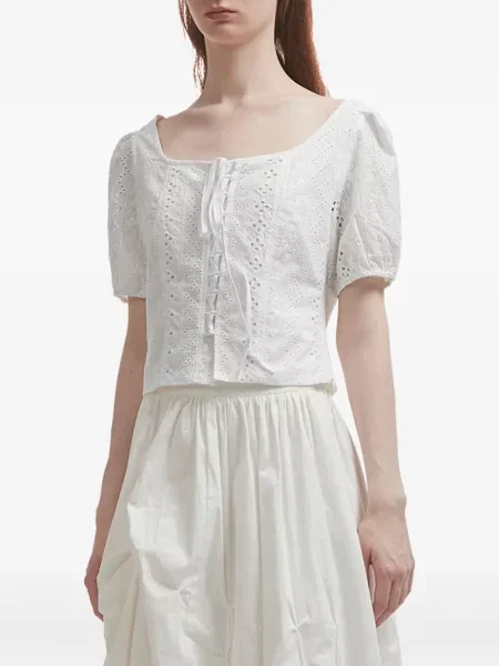 Bluzka B+ab sznurowana koronkowa biała