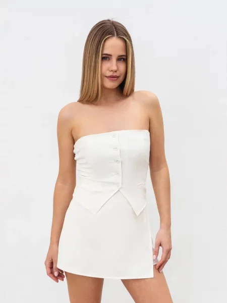 Топ Romashka Бервуд молочний віскоза/поліестер