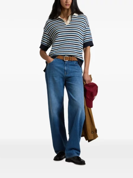 Tricou Woolrich cu dungi tricotate albastru
