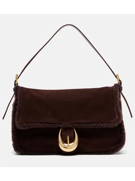 Geantă Staud din piele de căprioară maro