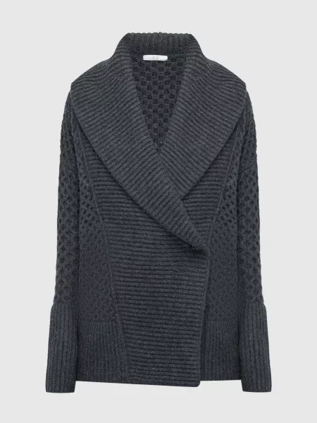 Кардиган з кашеміру з фактурним візерунком Co сірий
