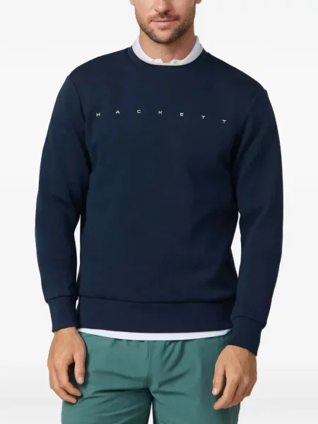 Pulover Hackett London cu imagine cu decolteu rotund albastru
