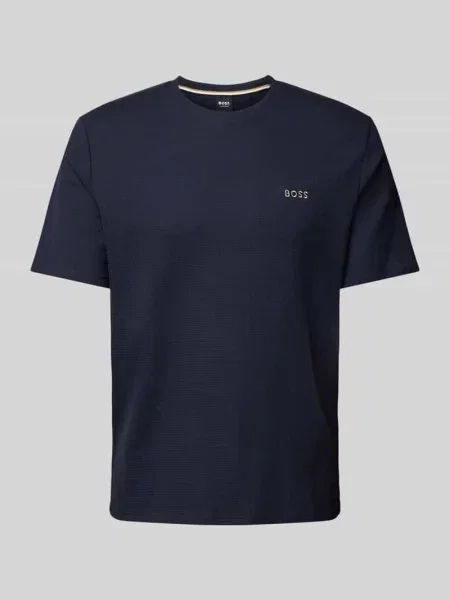 T-shirt z wyhaftowanym logo Boss granatowa
