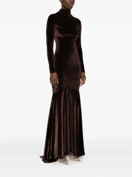 Rochie Atu Body Couture de catifea de costum maro