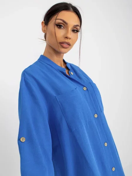 Rochie tip cămașă Fashionhunters de costum albastru