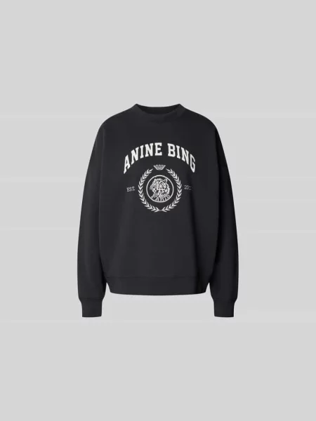 Bluza o kroju oversized fit z nadrukiem z logo Anine Bing czarna