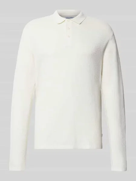 Sweter z dzianiny z kołnierzykiem typu kent Jack & Jones biały
