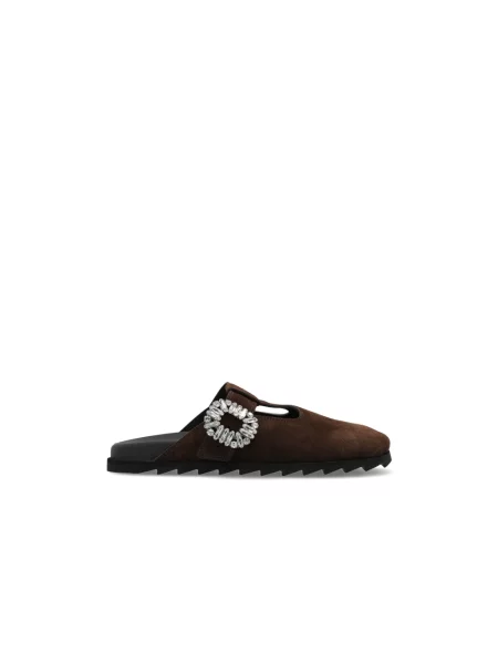Klapki Roger Vivier zamszowe brązowe
