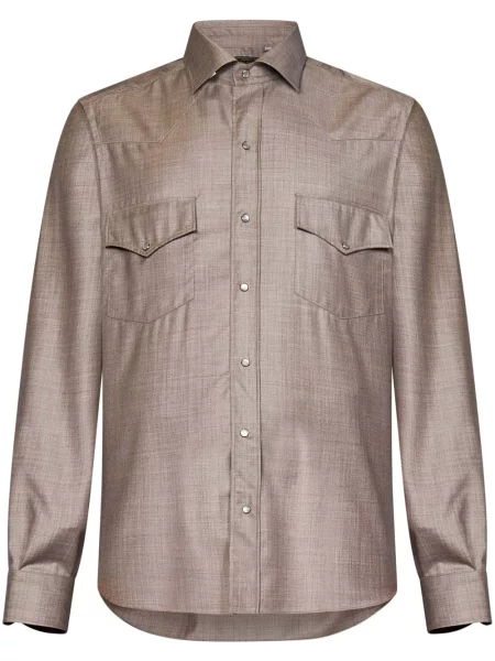 Вълнена риза Franzese Collection кафяво