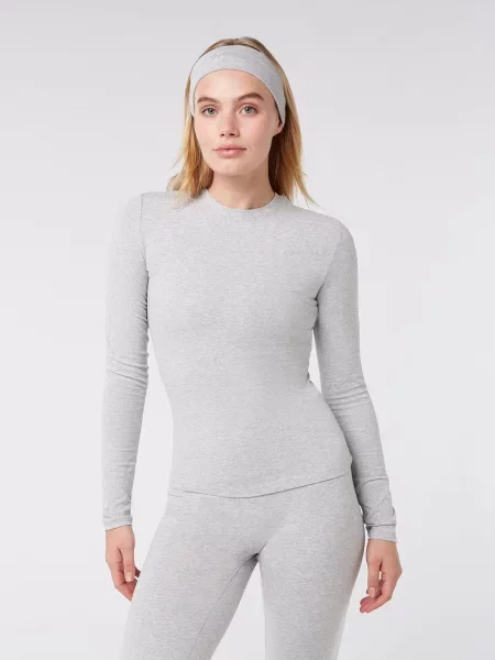 YO-GAYA Tričko Lounge Long Sleeve Top melírovaná sivá