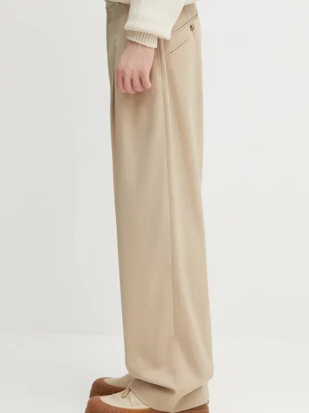 Kenzo spodnie z wełną w fasonie chinos beżowy