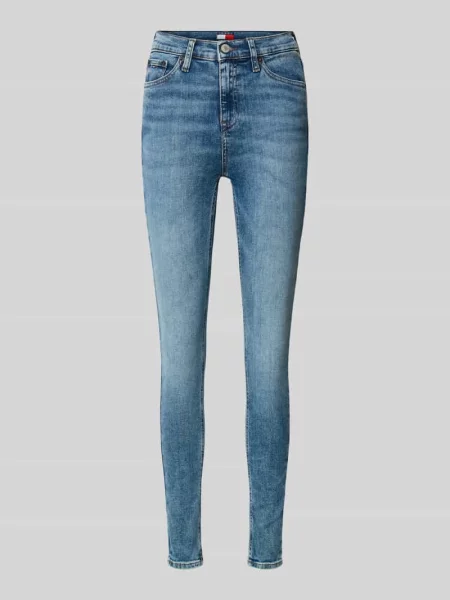 Jeansy o kroju skinny fit z mieszanki bawełny Tommy Jeans niebieskie
