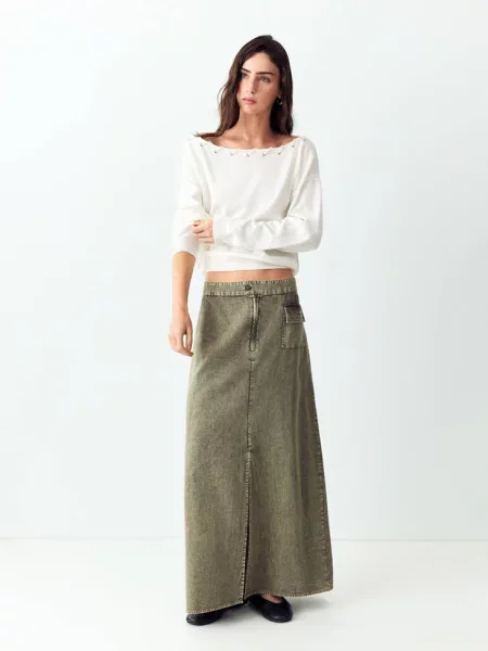 Sweter z dzianiny z detalem przy dekolcie Teen L MANGO TEEN biały