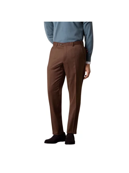 Spodnie Brooks Brothers z twillu brązowe