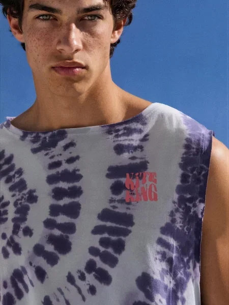 Галстук Sinsay без рукавов с принтом с эффектом тай-дай голубой