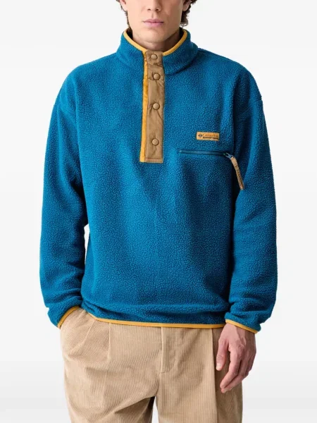 Pulover Columbia din fleece cu autograf albastru