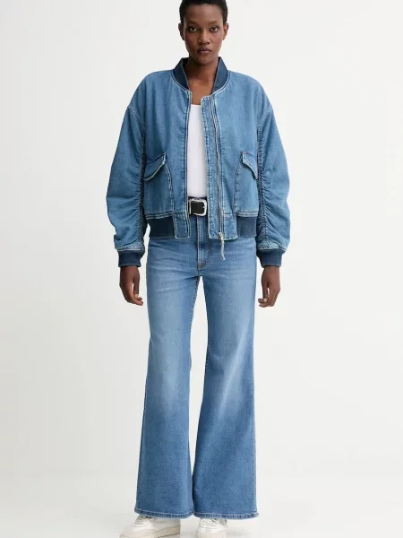 Levi's kurtka bomber jeansowa zimowa oversize niebieski