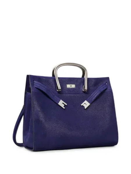 Geantă shopper Tory Burch din piele de căprioară violet