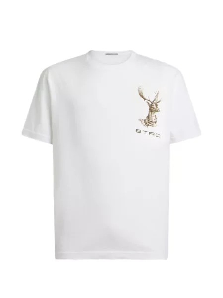 Tricou Etro cu broderie din jerseu alb