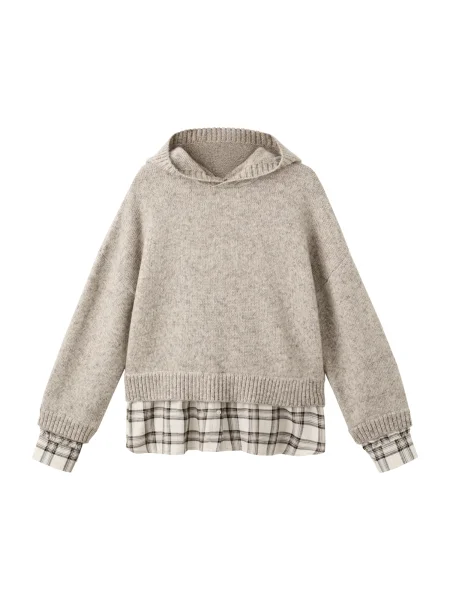 MANGO Pulover Teria bej / maro deschis negru