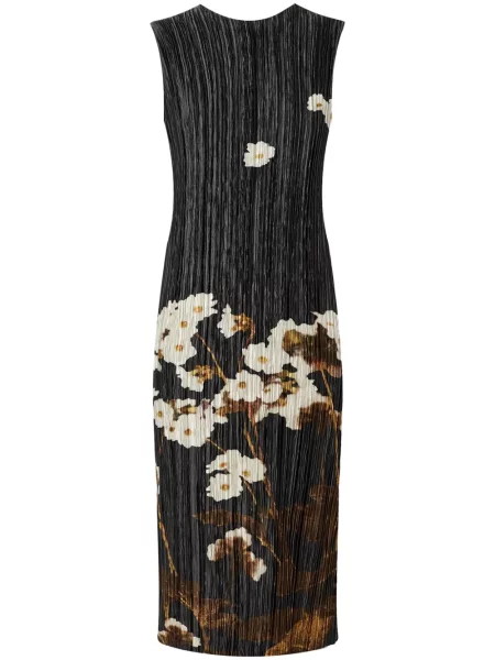 Rochie midi Erdem plisată până la genunchi de costum negru